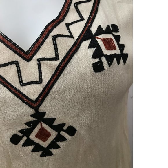 Crepe Embroidery Crochet Top Blouse Native Folk  Zara Free People? - Picture 5 of 5